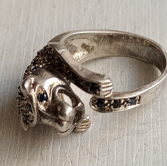 VINTAGE STERLING & SAPPHIRE PANTHER RING - Picture 3 of 7